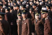 Para Jaksa mengikuti upacara peringatan Hari Bhakti Adhyaksa ke-64 (Istimewa)