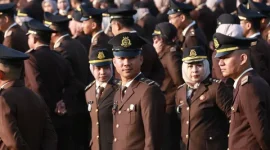 Para Jaksa mengikuti upacara peringatan Hari Bhakti Adhyaksa ke-64 (Istimewa)