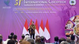 Presiden Joko Widodo secara resmi membuka Konferensi dan Pameran Kelapa Internasional (Cocotech) ke-51 Tahun 2024, yang digelar di Ballroom Hotel Westin, Kota Surabaya, Provinsi Jawa Timur, pada Senin, 22 Juli 2024.