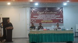 Ketua KPU Syafrudin M. Tintis Buka Rakor Koordinasi Tahapan Pencalonan Pemilihan Bupati dan Wakil Bupati (Foto: Rahman /Kabar Benggawi)