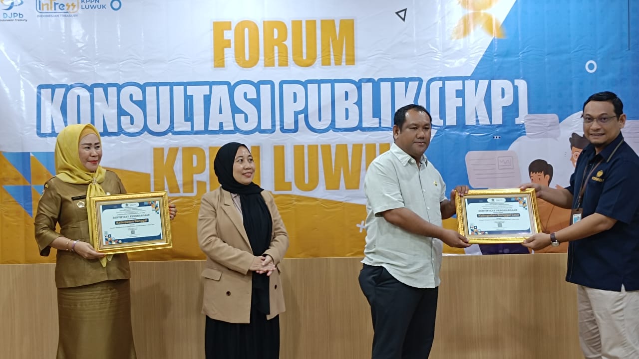 Penyaluran Dana Desa Terbaik, Pemkab Banggai Laut Dapat Penghargaan dari KPPN Luwuk