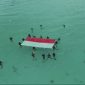 Prosesi pembentangan bendera merah putih di bawah laut (dok. Aliansi Pemuda Peduli Laut)