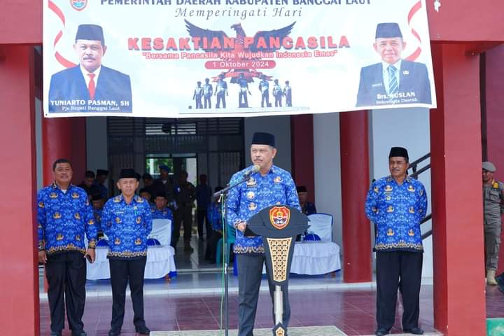 Pjs. Bupati Banggai Laut Yuniarto Pasman saat memberikan arahan seusai upacara hari kesaktian pancasila, 1 Oktober 2024 (Ist)