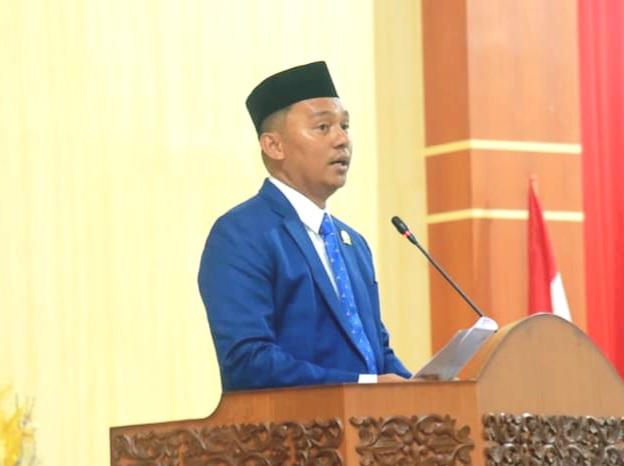 Patwan Kuba.,SH.,MH Ketua DPRD Banggai Laut Periode 2024-2029 saat sambutan (Istimewa)