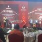 Ketua KPU Banggai Laut Syahrudin M. Tintis saat sambutan pada debat publik pertama di Palu (Rahman/KabarBenggawi)