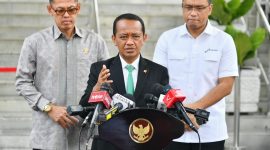 Menteri Energi dan Sumber Daya Mineral (ESDM) Bahlil Lahadalia memberikan keterangan pers kepada awak media di Komplek Istana Kepresidenan Jakarta, pada Kamis, 31 Oktober 2024